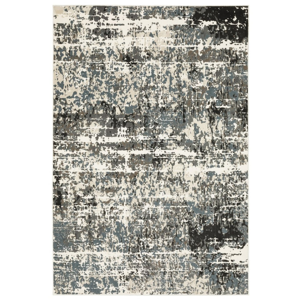 HomeRoots 3' Elevate Your Space with a Durable Ivory and Gray Abstract Area Rug for Modern Living Rooms 7' X 10' 575613
