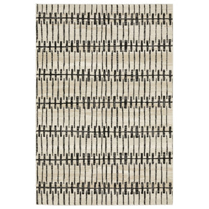 Homeroots 3' Inviting Beige And Black Geometric Area Rug – Stain Resistant, Perfect For Kids And Pets! 7' X 10' Polypropylene,Polyester 575614