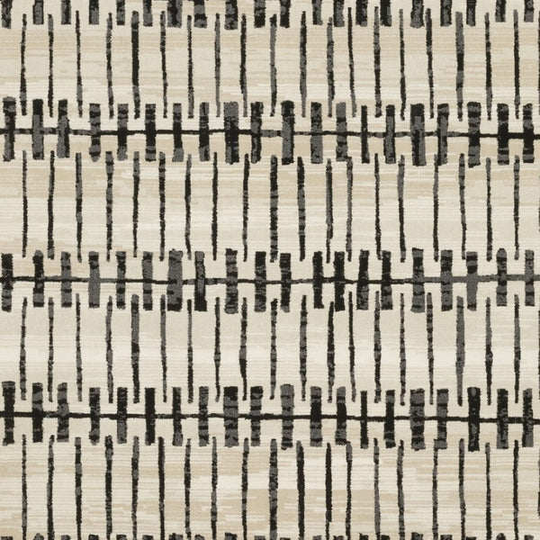 Homeroots 3' Inviting Beige And Black Geometric Area Rug – Stain Resistant, Perfect For Kids And Pets! 7' X 10' Polypropylene,Polyester 575614