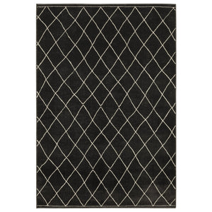 Homeroots 3' Charcoal And Ivory Trellis Area Rug - Stylish, Stain-resistant Design For Modern Home Decor 7' X 10' Polypropylene,Polyester 575615