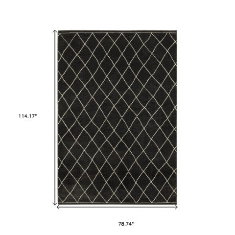 Homeroots 3' Charcoal And Ivory Trellis Area Rug - Stylish, Stain-resistant Design For Modern Home Decor 7' X 10' Polypropylene,Polyester 575615