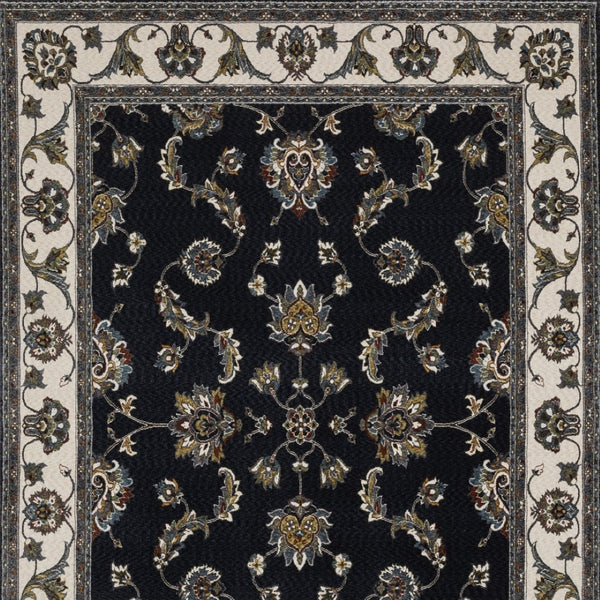 Homeroots 4' Elegant Navy Blue Oriental Area Rug With Fringe - Stain Resistant, Perfect For Kids & Pets 5' X 8' Polyester 575618