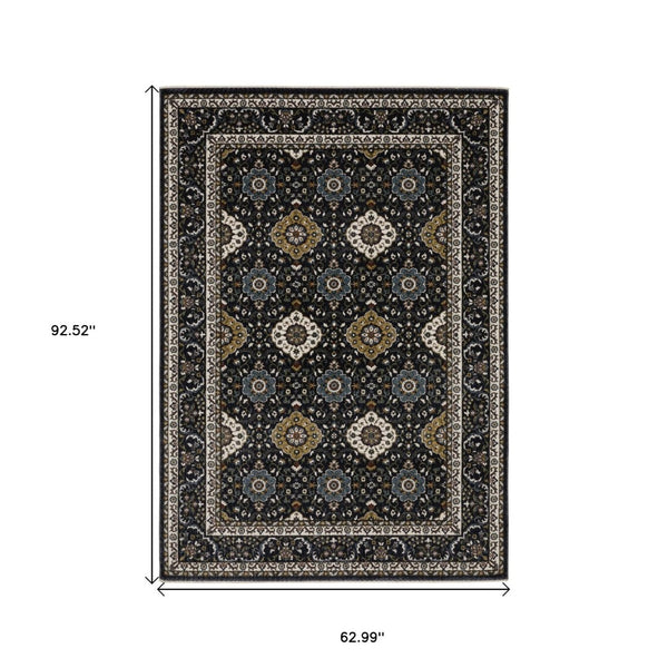 HomeRoots 5' Red Medallion Area Rug with Fringe - Elegant, Stain-Resistant Design for Stylish Living Spaces! 5' X 8' 575619
