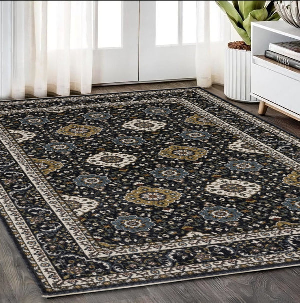 HomeRoots 5' Red Medallion Area Rug with Fringe - Elegant, Stain-Resistant Design for Stylish Living Spaces! 5' X 8' 575619