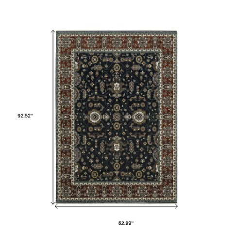 Homeroots 10' Red Oriental Area Rug With Fringe - Stain Resistant, Stylish Design For Living Spaces & Pets 5' X 8' Polyester 575620
