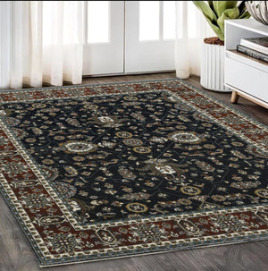 Homeroots 10' Red Oriental Area Rug With Fringe - Stain Resistant, Stylish Design For Living Spaces & Pets 5' X 8' Polyester 575620
