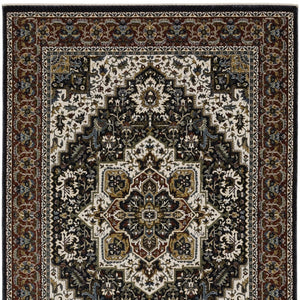 Homeroots 10' Red Medallion Power Loom Area Rug With Fringe - Stain Resistant, Stylish Design For Home Decor 5' X 8' Polyester 575621