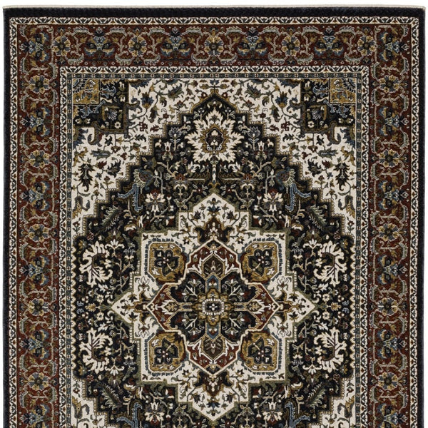 Homeroots 10' Red Medallion Power Loom Area Rug With Fringe - Stain Resistant, Stylish Design For Home Decor 5' X 8' Polyester 575621