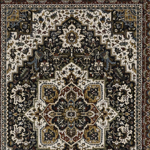 Homeroots 10' Red Medallion Power Loom Area Rug With Fringe - Stain Resistant, Stylish Design For Home Decor 5' X 8' Polyester 575621