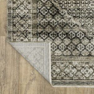 Homeroots 3' Gray Medallion Area Rug With Fringe – Stylish, Stain Resistant Design For Home & Pet Friendly Spaces 8' Runner Polyester 575623