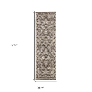 Homeroots 3' Gray Diamond Area Rug With Fringe - Stylish Stain-resistant Design For Home Décor & Comfort 8' Runner Polyester 575624
