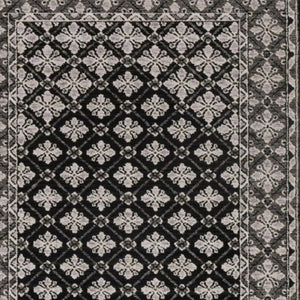 HomeRoots 5' Modern Black and Gray Diamond Area Rug with Stylish Fringe for Durable, Cozy Living Spaces 8' Runner 575625