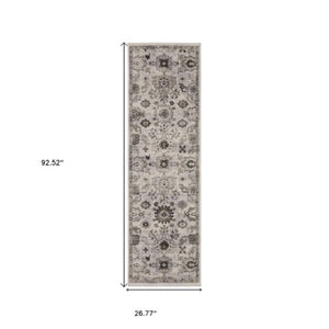 Homeroots 5' Ivory Oriental Area Rug With Fringe - Elegant Design, Stain Resistant, Perfect For Home Décor 8' Runner Polyester 575628