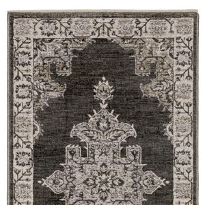 Homeroots 3' Stylish Gray Medallion Area Rug With Fringe - Perfect For Homes With Kids And Pets, Stain Resistant 8' Runner Polyester 575630