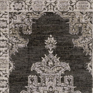 Homeroots 3' Stylish Gray Medallion Area Rug With Fringe - Perfect For Homes With Kids And Pets, Stain Resistant 8' Runner Polyester 575630