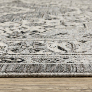Homeroots 3' Gray Medallion Area Rug With Fringe – Stain Resistant, Stylish Design For Home Decor Warmth 8' Runner Polyester 575632