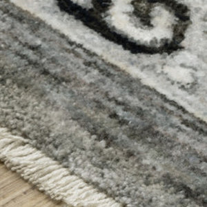 Homeroots 3' Gray Medallion Area Rug With Fringe – Stain Resistant, Stylish Design For Home Decor Warmth 8' Runner Polyester 575632