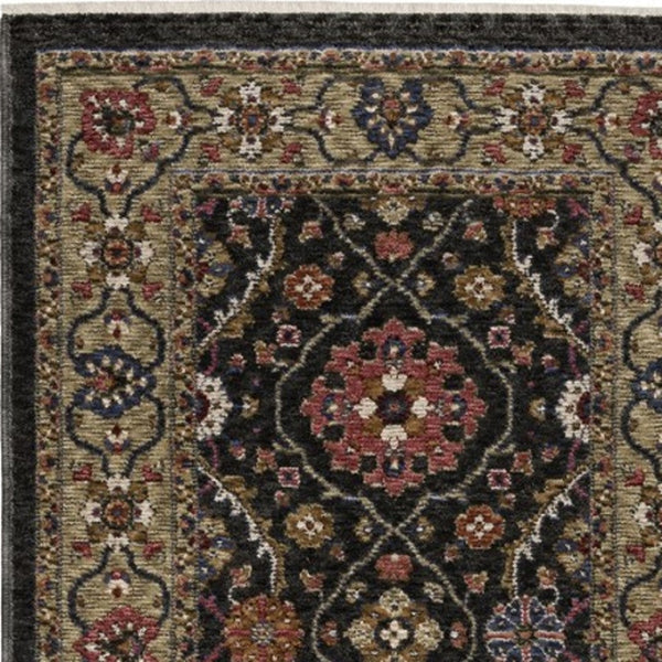 Homeroots 5' Blue Oriental Area Rug With Fringe - Stylish, Stain-resistant Design For Kids & Pets' Spaces 8' Runner Polyester 575637