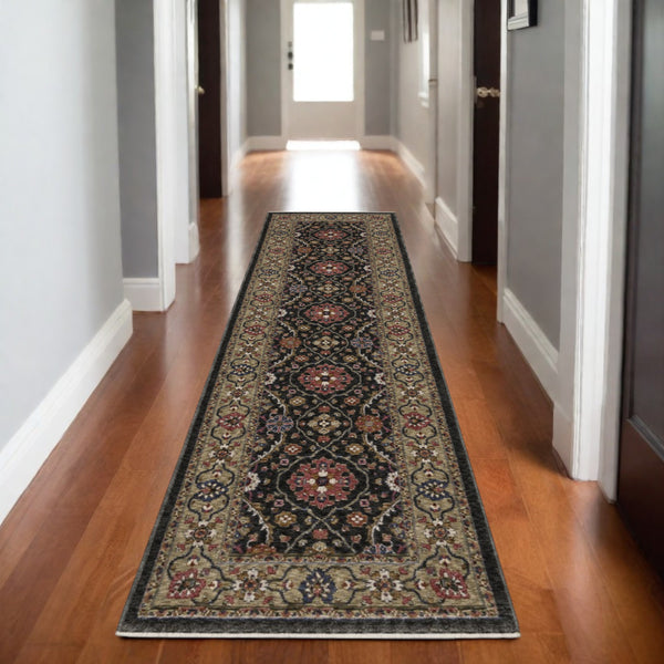 Homeroots 5' Blue Oriental Area Rug With Fringe - Stylish, Stain-resistant Design For Kids & Pets' Spaces 8' Runner Polyester 575637