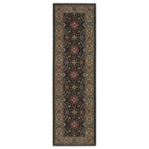 HomeRoots 5' Classic Blue and Gray Oriental Area Rug with Fringed Edges - Durable, Stain-Resistant Design 8' Runner 575637