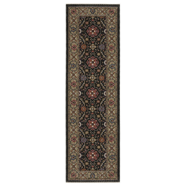 HomeRoots 5' Classic Blue and Gray Oriental Area Rug with Fringed Edges - Durable, Stain-Resistant Design 8' Runner 575637