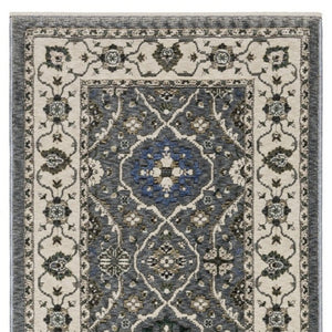 Homeroots 5' Blue Oriental Area Rug With Fringe - Stylish, Stain-resistant Design For Kids & Pets' Spaces 8' Runner Polyester 575638