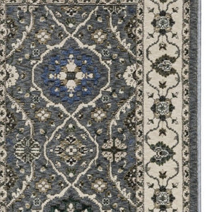Homeroots 5' Blue Oriental Area Rug With Fringe - Stylish, Stain-resistant Design For Kids & Pets' Spaces 8' Runner Polyester 575638