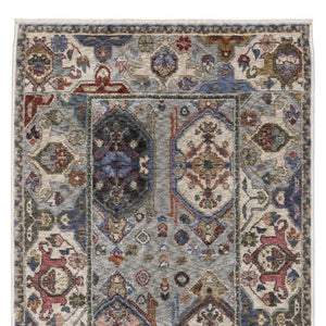 Homeroots 5' Blue Oriental Area Rug With Stylish Fringe - Stain Resistant, Perfect For Homes With Kids & Pets! 8' Runner Polyester 575639