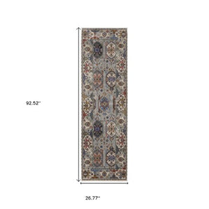 Homeroots 5' Blue Oriental Area Rug With Stylish Fringe - Stain Resistant, Perfect For Homes With Kids & Pets! 8' Runner Polyester 575639