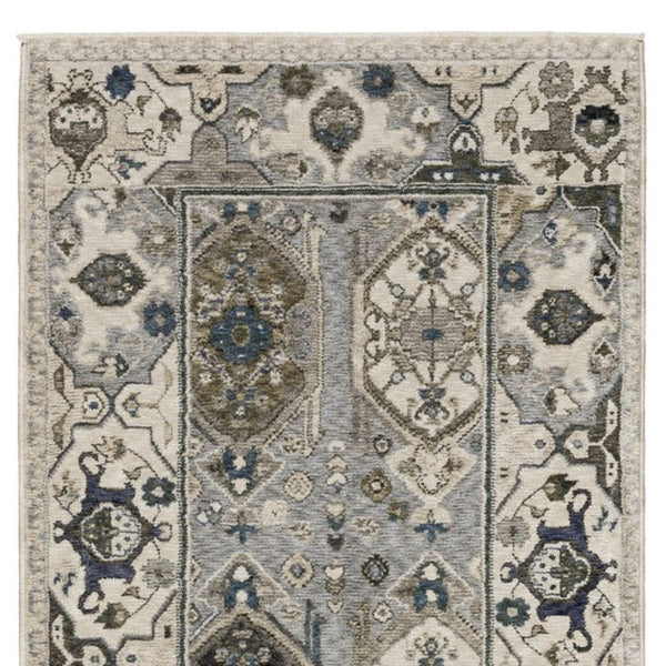 Homeroots 5' Blue Oriental Area Rug With Stylish Fringe - Stain Resistant, Perfect For Homes With Kids & Pets! 8' Runner Polyester 575640