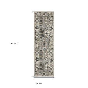 Homeroots 5' Blue Oriental Area Rug With Stylish Fringe - Stain Resistant, Perfect For Homes With Kids & Pets! 8' Runner Polyester 575640