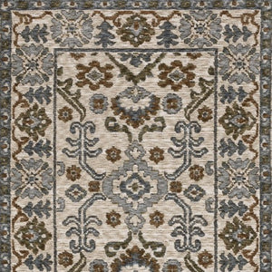 Homeroots 5' Floral Green Area Rug With Fringe - Stylish, Stain-resistant Design For Kid & Pet-friendly Homes 8' Runner Polyester 575643
