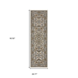 Homeroots 5' Floral Green Area Rug With Fringe - Stylish, Stain-resistant Design For Kid & Pet-friendly Homes 8' Runner Polyester 575643