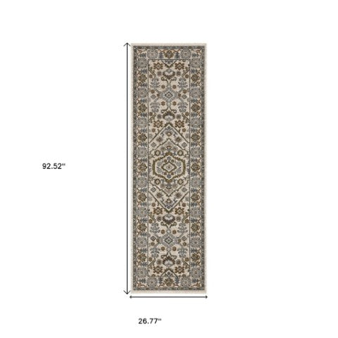 Homeroots 5' Floral Green Area Rug With Fringe - Stylish, Stain-resistant Design For Kid & Pet-friendly Homes 8' Runner Polyester 575643