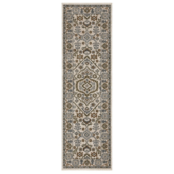 HomeRoots 5' Floral Area Rug in Green and Pink with Fringed Edges – Elegant, Stain-Resistant Home Accent 8' Runner 575643