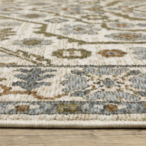 Homeroots 5' Floral Green Area Rug With Fringe - Stylish, Stain-resistant Design For Kid & Pet-friendly Homes 8' Runner Polyester 575643