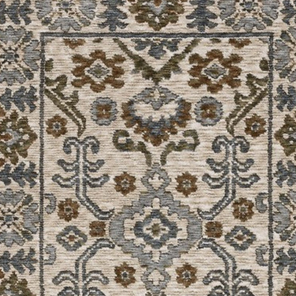 Homeroots 5' Floral Green Area Rug With Fringe - Stylish, Stain-resistant Design For Kid & Pet-friendly Homes 8' Runner Polyester 575643