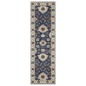 Homeroots 5' Floral Blue Area Rug With Fringe - Stylish, Stain-resistant Design For Any Living Space Decor 8' Runner Polyester 575644
