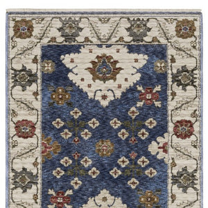 Homeroots 5' Floral Blue Area Rug With Fringe - Stylish, Stain-resistant Design For Any Living Space Decor 8' Runner Polyester 575644