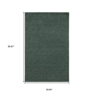 Homeroots 5' Teal Wool Hand Tufted Area Rug - Elevate Your Space With Style, Warmth, And Versatility Today! 5' X 8' Wool 575647