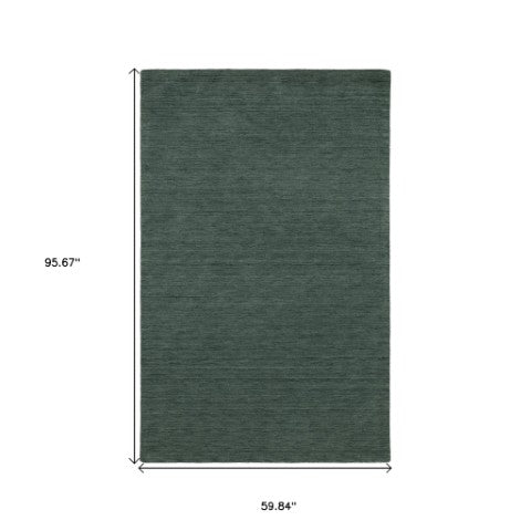 Homeroots 5' Teal Wool Hand Tufted Area Rug - Elevate Your Space With Style, Warmth, And Versatility Today! 5' X 8' Wool 575647