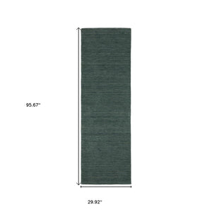 HomeRoots 5' Hand-Tufted Wool Area Rug in Teal and Blue - Cozy, Durable Design for Any Room or Space 8' Runner 575658