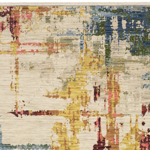 Homeroots 2' Abstract Beige And Orange Area Rug With Fringe – Stylish Decor For Any Room – Timeless Elegance 5' X 8' Wool Blend 575662