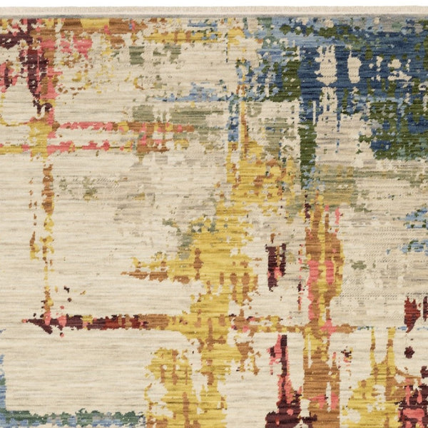 Homeroots 2' Abstract Beige And Orange Area Rug With Fringe – Stylish Decor For Any Room – Timeless Elegance 5' X 8' Wool Blend 575662