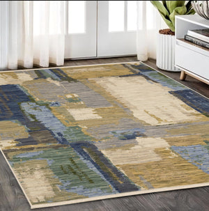 Homeroots 2' Blue Abstract Area Rug With Fringe - Stylish Design For Comfort And Warmth In Any Space 5' X 8' Wool Blend 575666
