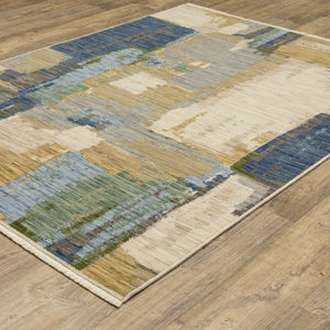 Homeroots 2' Blue Abstract Area Rug With Fringe - Stylish Design For Comfort And Warmth In Any Space 5' X 8' Wool Blend 575666