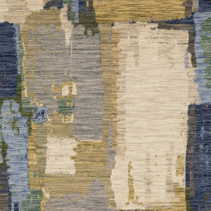 Homeroots 2' Blue Abstract Area Rug With Fringe - Stylish Design For Comfort And Warmth In Any Space 5' X 8' Wool Blend 575666
