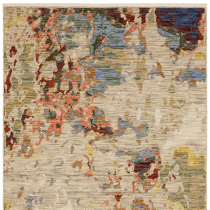 Homeroots 2' Stylish Beige And Red Abstract Area Rug With Fringe - Perfect Accent For Any Room Decor 5' X 8' Wool Blend 575670