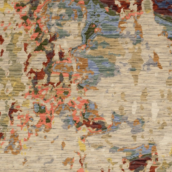 Homeroots 2' Stylish Beige And Red Abstract Area Rug With Fringe - Perfect Accent For Any Room Decor 5' X 8' Wool Blend 575670