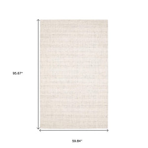 Homeroots 5' Ivory Striped Hand-tufted Area Rug - Add Elegant Texture And Style To Enhance Your Home Decor 5' X 8' Wool Blend 575672